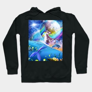 Rainbow Space Mermaid Unicorn, Mermicorn, Dolphin Hoodie